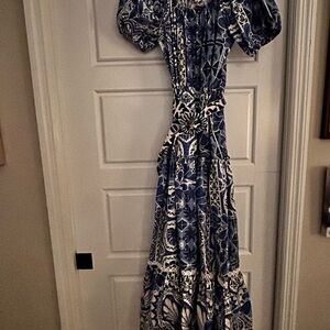 FARM Rio Blue and White Maxi Dress